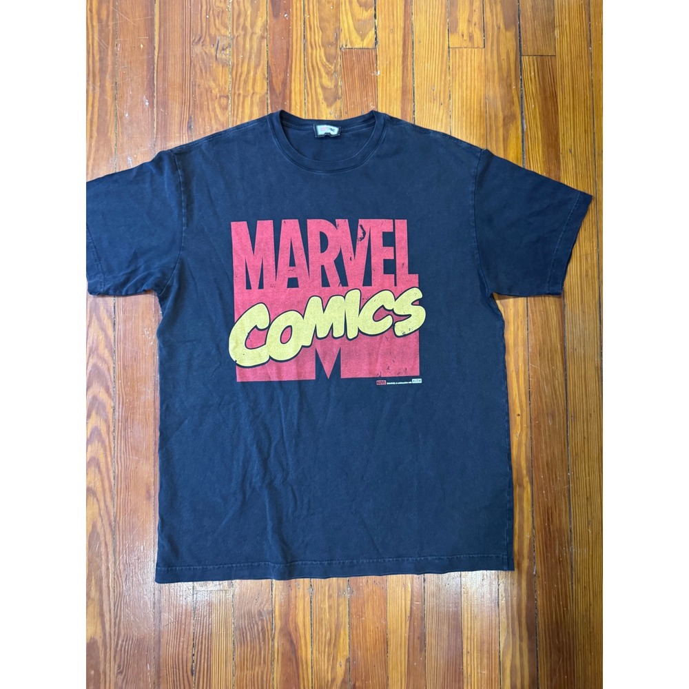 Kith x Marvel Comics Logo T-Shirt Washed Black Large Streetwear Tee